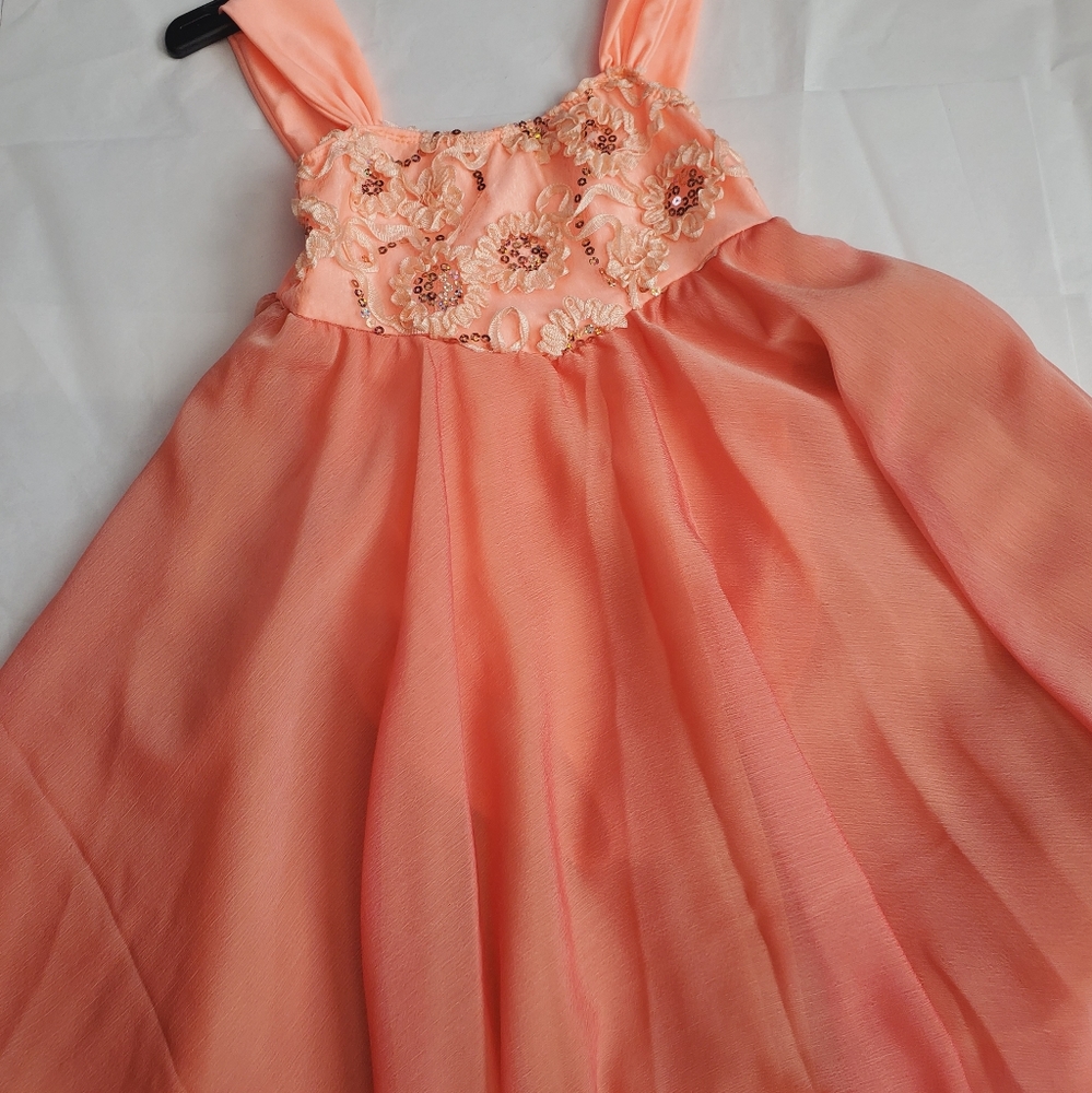 Peach/coral dance costume girl Med